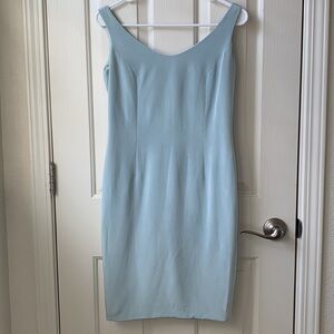 Vintage Lily Samii 100% silk mini dress powder blue small size 6
